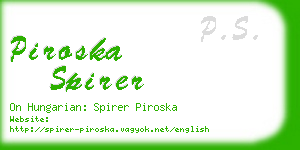 piroska spirer business card
